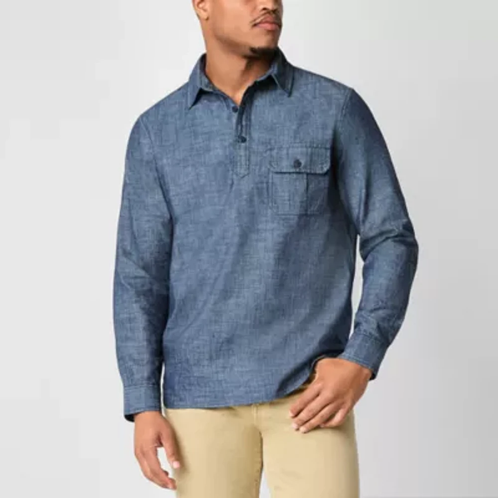 mutual weave Mens Regular Fit Long Sleeve Button-Down Shirt