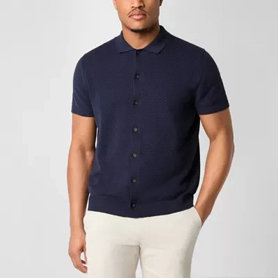 mutual weave Mens Regular Fit Short Sleeve Button-Down Shirt