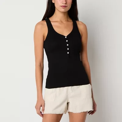 a.n.a Womens Tall Henley Neck Sleeveless Tank Top