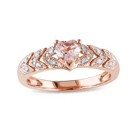 Genuine Morganite and Diamond-Accent 10K Rose Gold Heart Ring