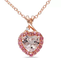 Genuine Morganite, Pink Tourmaline and Diamond-Accent Heart Pendant Necklace