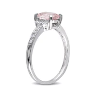 Genuine Morganite and Diamond-Accent Sterling Silver Ring