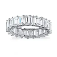 DiamonArt® 5.5MM White Cubic Zirconia Platinum Over Silver Rectangular Band