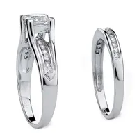 DiamonArt® Womens CT. T.W. White Cubic Zirconia Platinum Over Silver Square Bridal Set