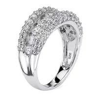 DiamonArt® Womens CT. T.W. White Cubic Zirconia Platinum Over Silver Round Engagement Ring