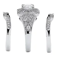 DiamonArt® Womens 2 1/3 CT. T.W. White Cubic Zirconia Platinum Over Silver Square Bridal Set