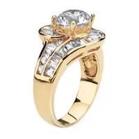 DiamonArt® Womens 4 3/4 CT. T.W. White Cubic Zirconia 14K Gold Over Silver Round Engagement Ring