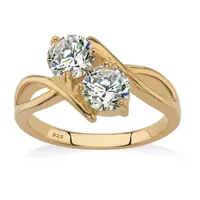 DiamonArt® Womens 2 CT. T.W. White Cubic Zirconia 14K Gold Over Silver Round Cocktail Ring