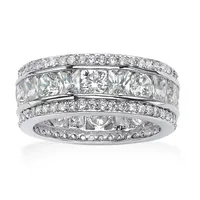 DiamonArt® 8.5MM 4 3/4 CT. T.W. White Cubic Zirconia Platinum Over Silver Rectangular Band