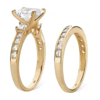 DiamonArt® Womens 4 1/4 CT. T.W. White Cubic Zirconia 14K Gold Over Silver Square Bridal Set