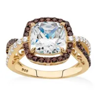 DiamonArt® Womens 3 CT. T.W. White Cubic Zirconia 14K Gold Over Silver Square Engagement Ring