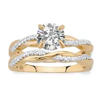 DiamonArt® Womens 1 3/4 CT. T.W. White Cubic Zirconia 18K Gold Over Silver Round Bridal Set