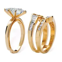 DiamonArt® Womens 3 1/2 CT. T.W White Cubic Zirconia 18K Gold Over Silver Diamond Bridal Set