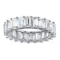 DiamonArt® 5.5MM White Cubic Zirconia Platinum Over Silver Rectangular Band