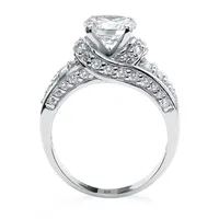 DiamonArt® Womens 3 1/2 CT. T.W White Cubic Zirconia Platinum Over Silver Round Engagement Ring