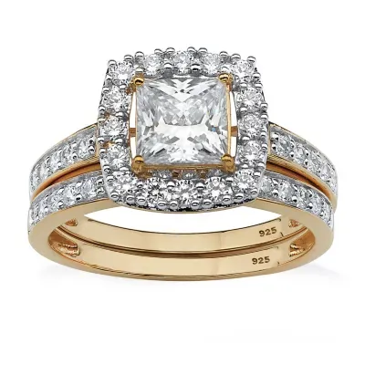 DiamonArt® Womens 1 7/8 CT. T.W. White Cubic Zirconia 18K Gold Over Silver Square Bridal Set