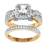 DiamonArt® Womens / CT. T.W. White Cubic Zirconia 18K Gold Over Silver Bridal Set