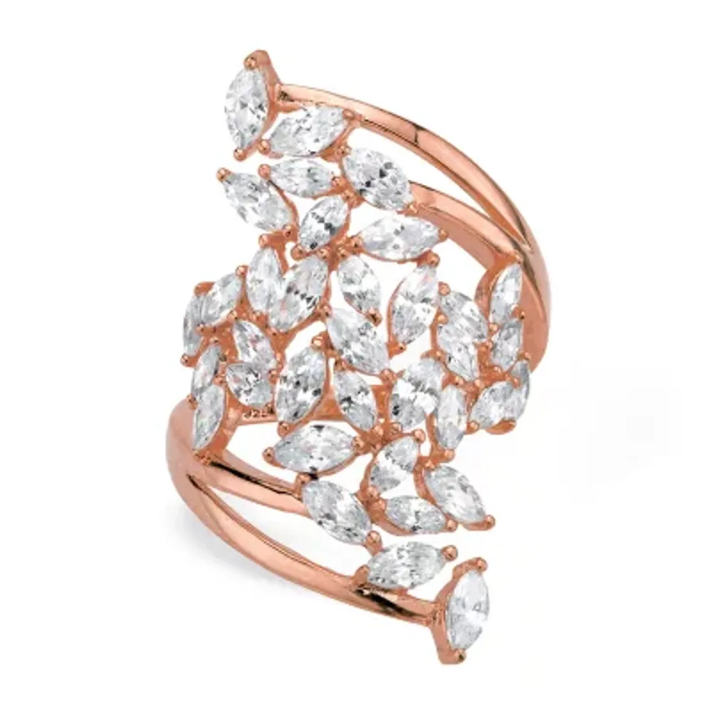 DiamonArt® Womens 4 1/4 CT. T.W. White Cubic Zirconia 14K Rose Gold Over Silver Cocktail Ring