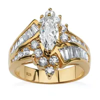 DiamonArt® Womens 3 1/4 CT. T.W. White Cubic Zirconia 18K Gold Over Silver Engagement Ring