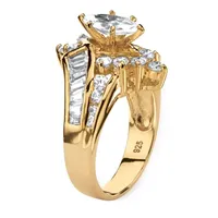 DiamonArt® Womens 3 1/4 CT. T.W. White Cubic Zirconia 18K Gold Over Silver Engagement Ring