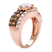 DiamonArt® Womens 2 1/2 CT. T.W. White Cubic Zirconia 14K Rose Gold Over Silver Round Cocktail Ring