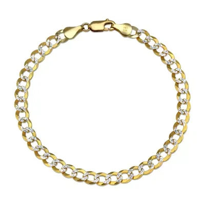 Womens 14K Gold 8 1/2 Inch Solid Curb Chain Bracelet
