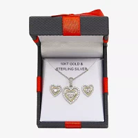 Womens Cubic Zirconia 10K Gold Sterling Silver Heart 2-pc. Jewelry Set