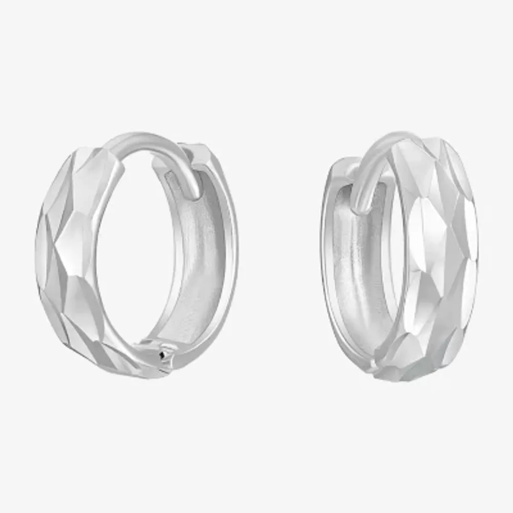 14K White Gold 9mm Hoop Earrings