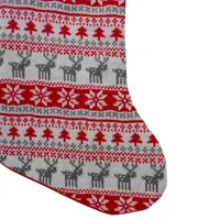 19'' Red and White Deer and Snowflake Knit Christmas Stocking with Faux Fur Cuff