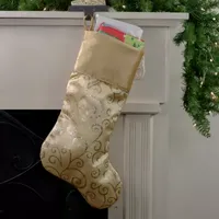 20.5'' Gold Glittered Swirl Christmas Stocking with Velveteen Cuff