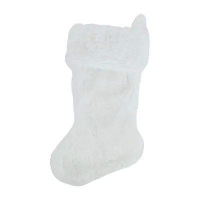 19'' White Plush Christmas Stocking