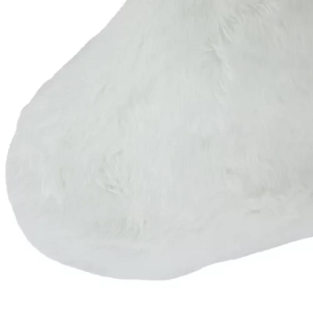 19'' White Plush Christmas Stocking