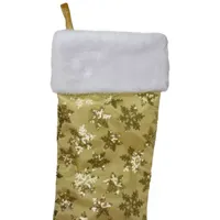 20.5'' Gold and White Sequin Snowflake Christmas Stocking