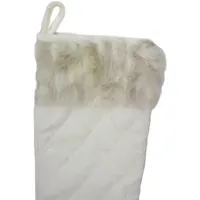 20.5'' Quilted Cream and Tan Velveteen Christmas Stocking with Faux Fur Cuff