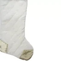 20.5'' Quilted Cream and Tan Velveteen Christmas Stocking with Faux Fur Cuff