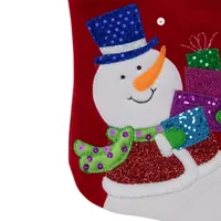 20.5'' Red and White Embroidered Snowman with Glitter Christmas Stocking