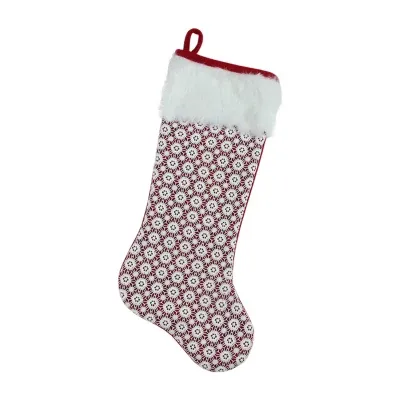 20.5'' Red and White Lace Christmas Stocking with Cuff