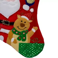 20.5'' Red and White Glittered Santa Claus and Reindeer Christmas Stocking