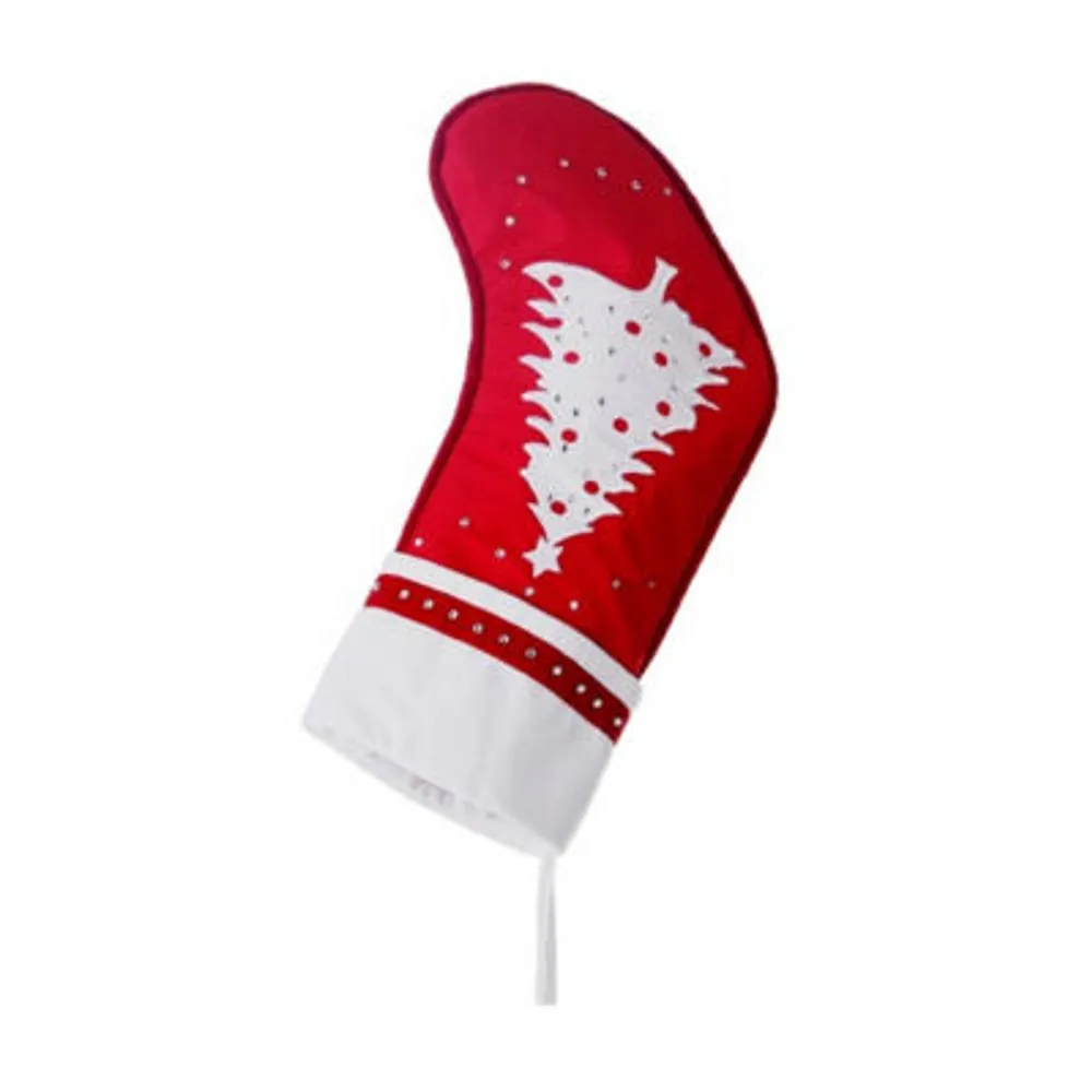 22'' Red and White Embroidered Tree with Rhinestones Christmas Stocking