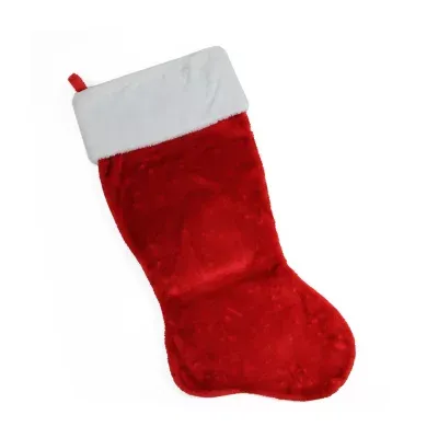 35-Inch Traditional Red with White Cuff Decorative Plush Christmas Stocking