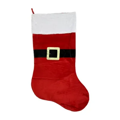 48'' Oversized Red and White Velveteen Santa Claus Belt Buckle Christmas Stocking