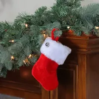 6'' Red Velvet Christmas Stocking with Cuff and Silver Bell Accent