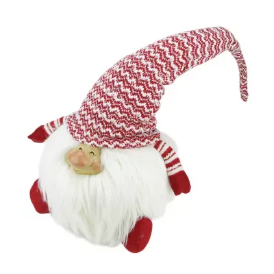 14.75'' Red and White Chipper Chester Sitting Santa Gnome Christmas Tabletop Figurine