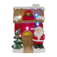 16'' Red LED Lighted House with Santa Musical Christmas Tabletop Figurine