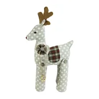 20'' White and Brown Polka Dot Reindeer Christmas Tabletop Decor