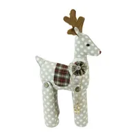 20'' White and Brown Polka Dot Reindeer Christmas Tabletop Decor