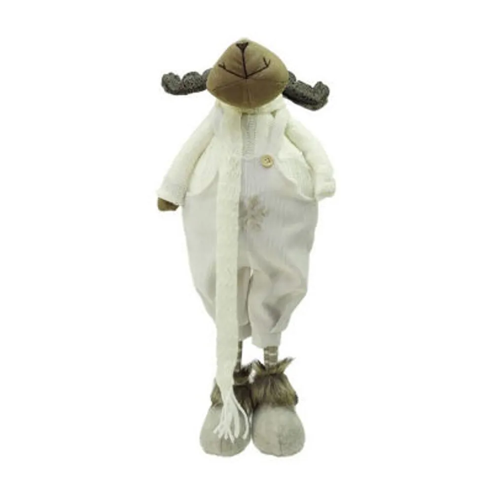 26'' White and Brown Standing Boy Moose Christmas Tabletop Figure