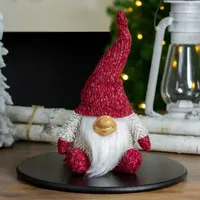 15'' Ivory and Red Chubby Smiling Gnome Plush Tabletop Christmas Figure