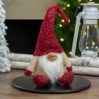 17'' Ivory and Red Chubby Smiling Gnome Plush Tabletop Christmas Decoration