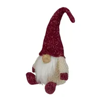 17'' Ivory and Red Chubby Smiling Gnome Plush Tabletop Christmas Decoration